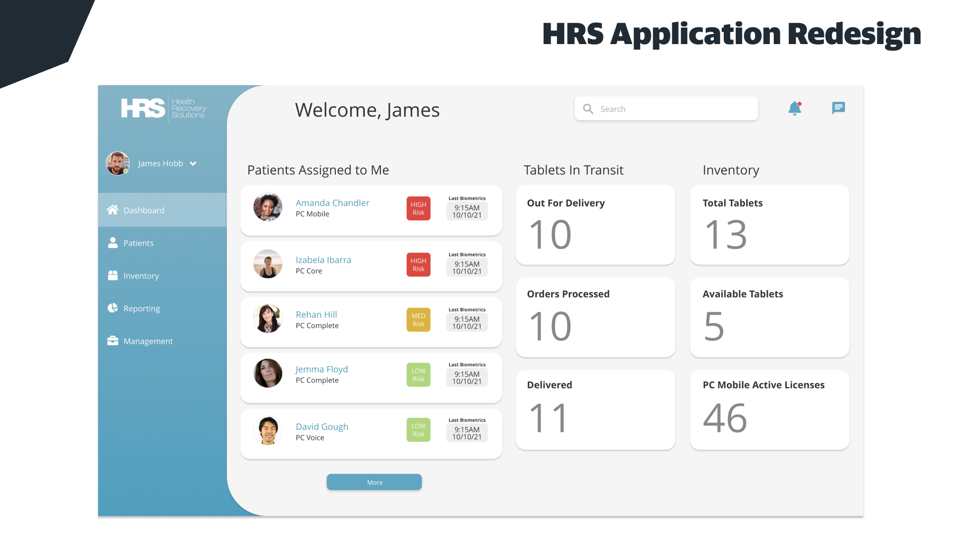 Health Recovery Solutions App Redesign