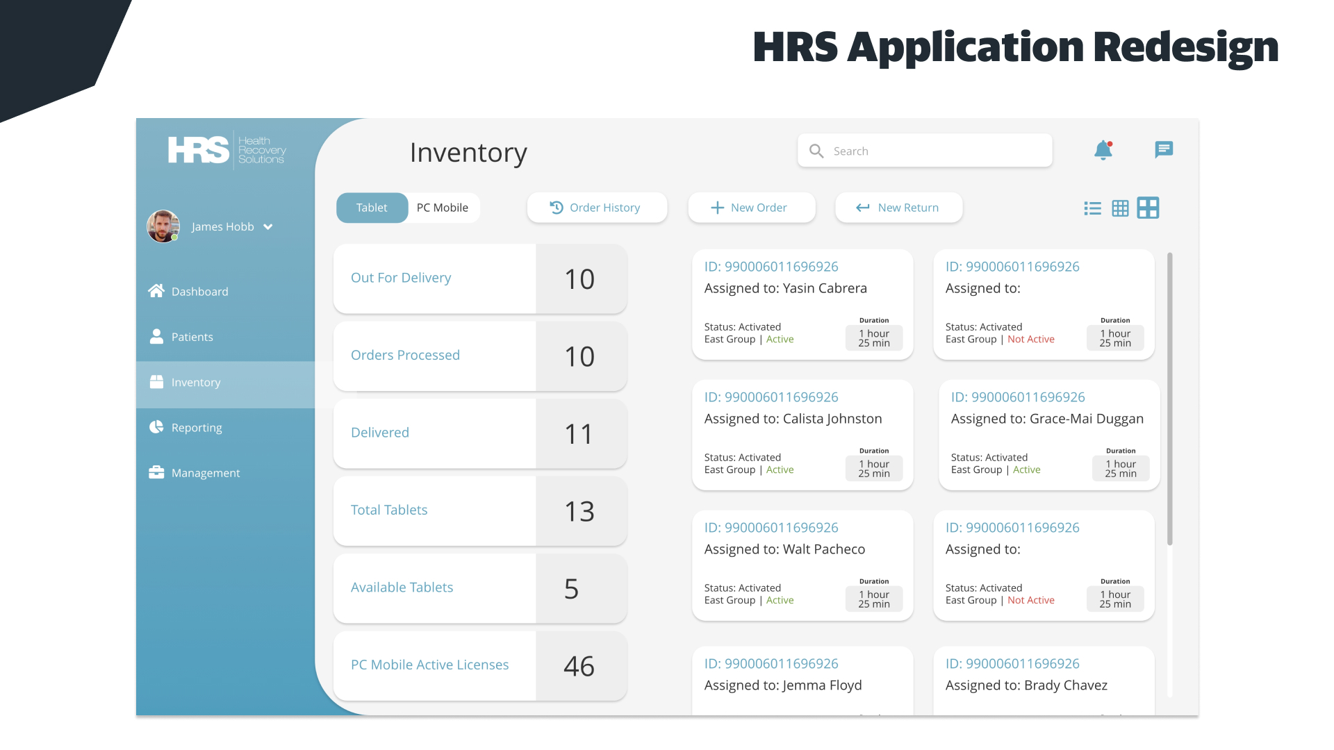 Health Recovery Solutions App Redesign